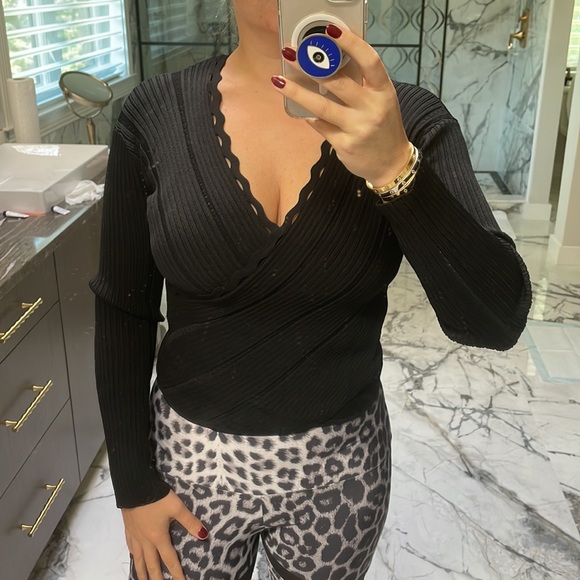 Jonathan Simkhai Black Ribbed Wrap Top Like New! - Picture 11 of 16